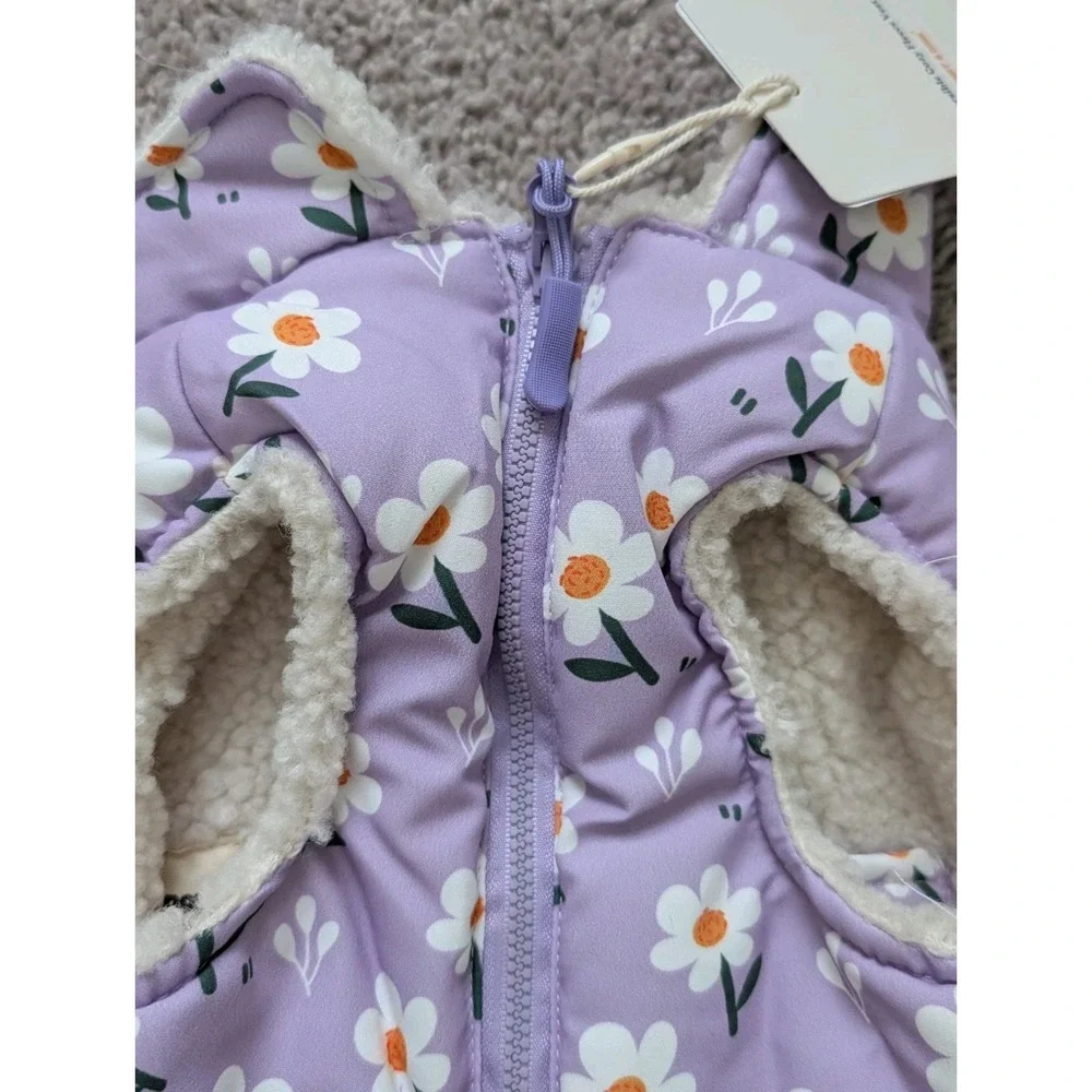 Sniff & Bark Vest Reversible Purple Daisy Cozy Fleece Zip Up Jacket NWT